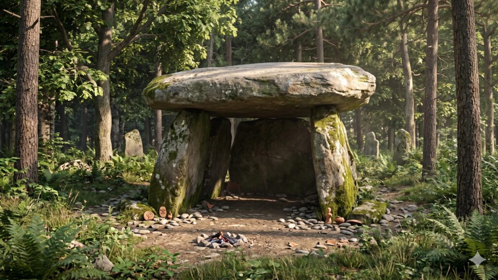 Una ipotetica ricostruzione del sito archeologico di Pietra Pertusa sulle Pizzorne.